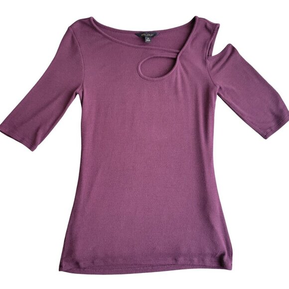Goldray Garima Asymmetric Cold Shoulder Tops, Burgundy, Size M - Picture 5 of 12